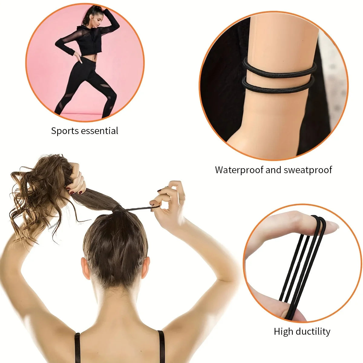 30 pcs Women Black Hair Ties