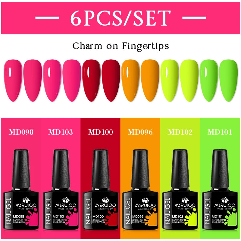6psc Fluorescent Gel Set
