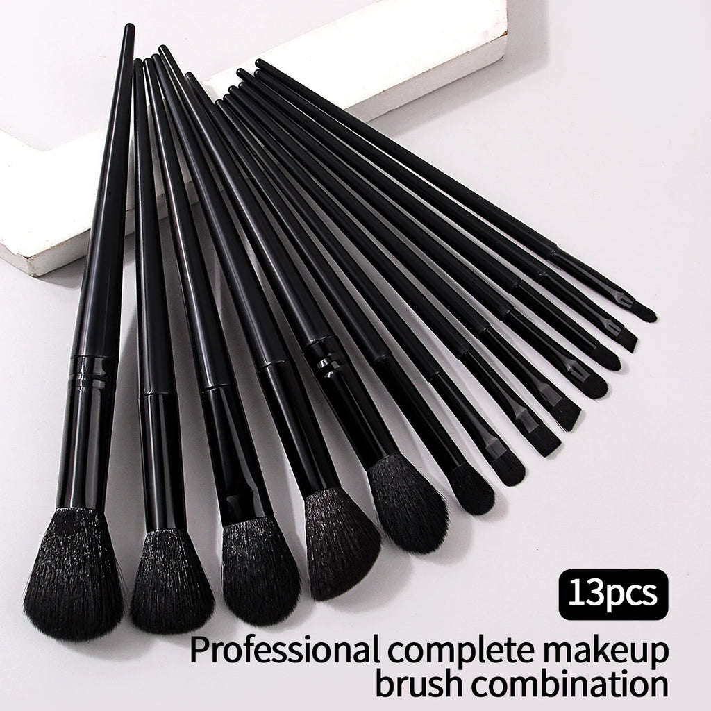 13 all-black makeup brush sets
