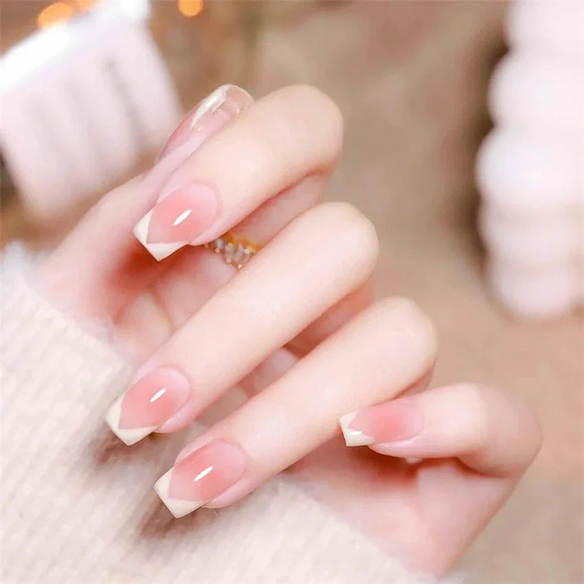 24Pcs/Set Medium Long French Fake Nails