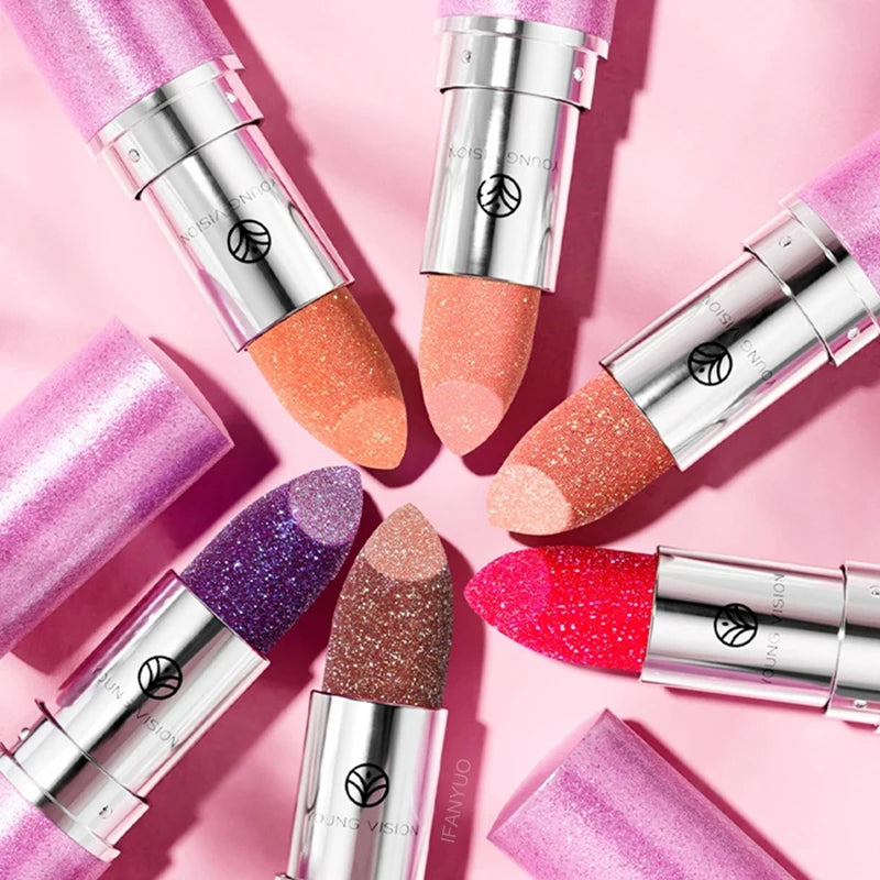 Bold & Intense Glitter Shiny Metallic Lipstick Pearlescent 6 Colors