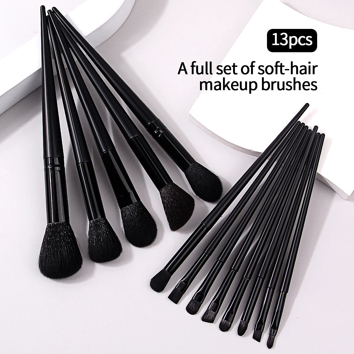 13 all-black makeup brush sets