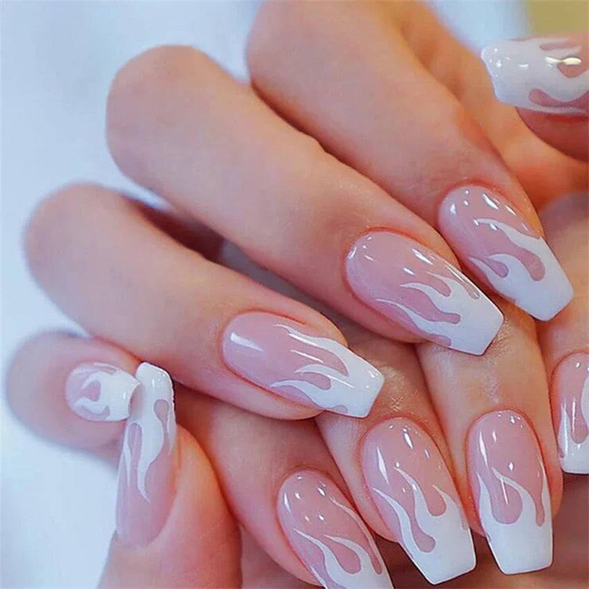 24Pcs/Set Medium Long French Fake Nails