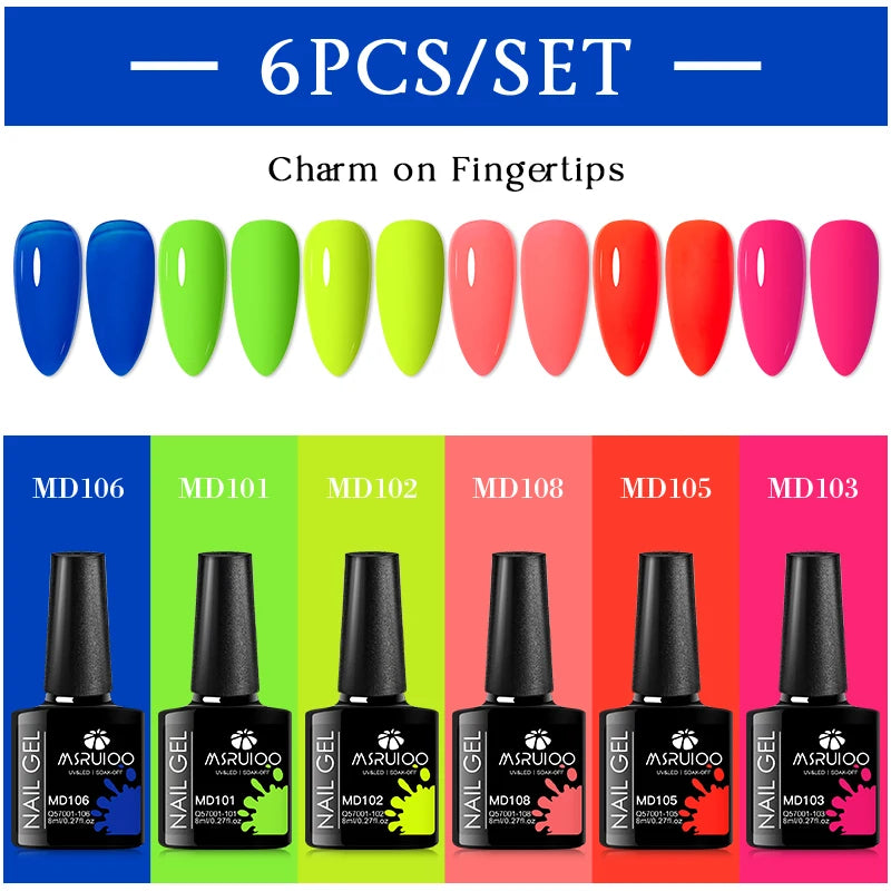 6psc Fluorescent Gel Set