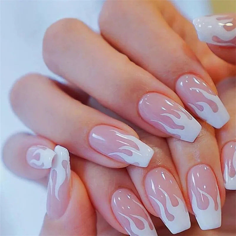 24Pcs/Set Medium Long French Fake Nails